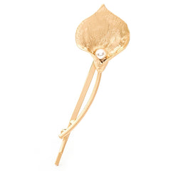 2 PCS Fashion Wedding Hair Jewelry Flower Barrettes Solid Metal Leaf Pearl Hairpins