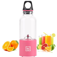 500ml Mini Portable Electric Juicer Cup USB Rechargeable Juicer Blender Maker Shaker Squeezers Fruit Orange Juice Extractor, 4 Blade Head Pink, 4 Blade Head Blue, 4 Blade Head Green