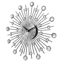 Creative Wall Clock Crystal Silver Wrought Iron Wall Clock Personality Art Decoration Living Room Bedroom Clock, Iron Wall Clock