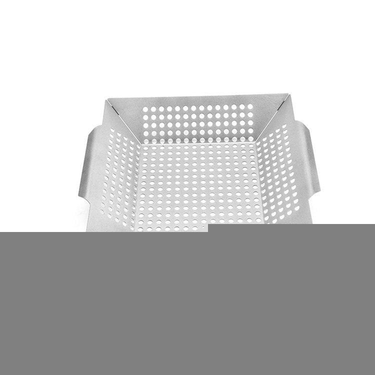 Stainless Steel Square Grill Leak Tray With Hole Grill Tray Outdoor Grill Tool BBQ Vegetables 12 inch Grill Tray