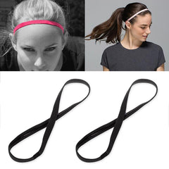 2 PCS Elastic Rope Candy Color Sports Yoga Hair Band Headband Sweat Band, Elastic Rope Hair Band (Black)