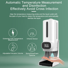 K9 Pro Plus Handsfree Non-contact Body Thermometer + 1000ml Automatic Non-contact Liquid Soap Dispenser with Base Mount, 15 Languages Voice Broadcast, K9 Pro Plus