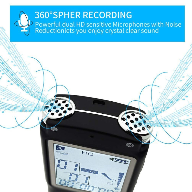 T60 Monochrome Screen HD Noise Reduction Digital Voice Recorder, 16G, Support MP3 / WAV Format, 16G
