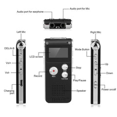 SK012 8GB Smart Noise Reduction HD Voice Recording Pen, Black 8GB