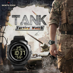 TANK North Edge Men Fashion Professional Military Army Outdoor Sport Waterproof Running Swimming Smart Digital Watch, TANK North Edge