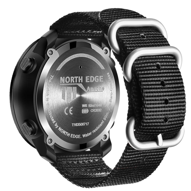 NORTH EDGE Multi-function Waterproof Outdoor Sports Electronic Smart Watch, Support Humidity Measurement / Weather Forecast / Speed Measurement, Style: Nylon Strap, Nylon Strap