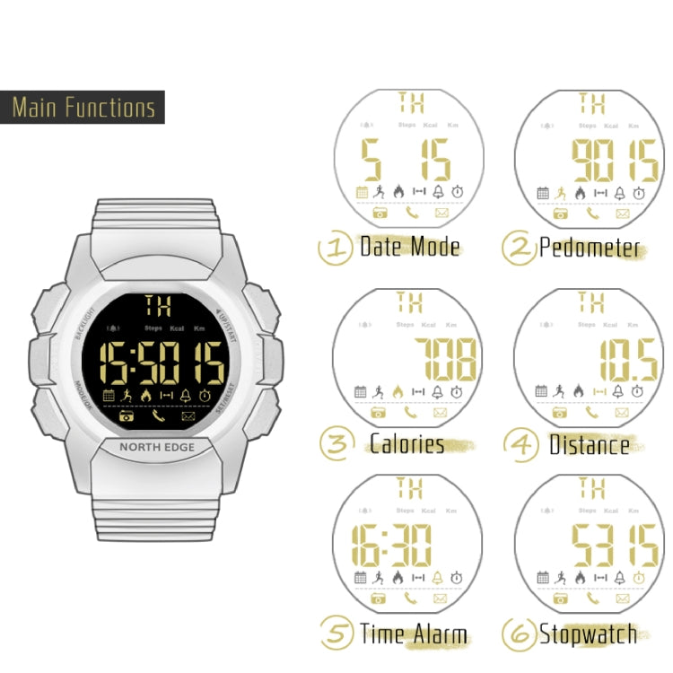 NORTH EDGE AK Bluetooth Multi-function Smart Watch with LED Backlit, Support Incoming Call Reminder, Smart Stopwatch, Information Reminder, AK