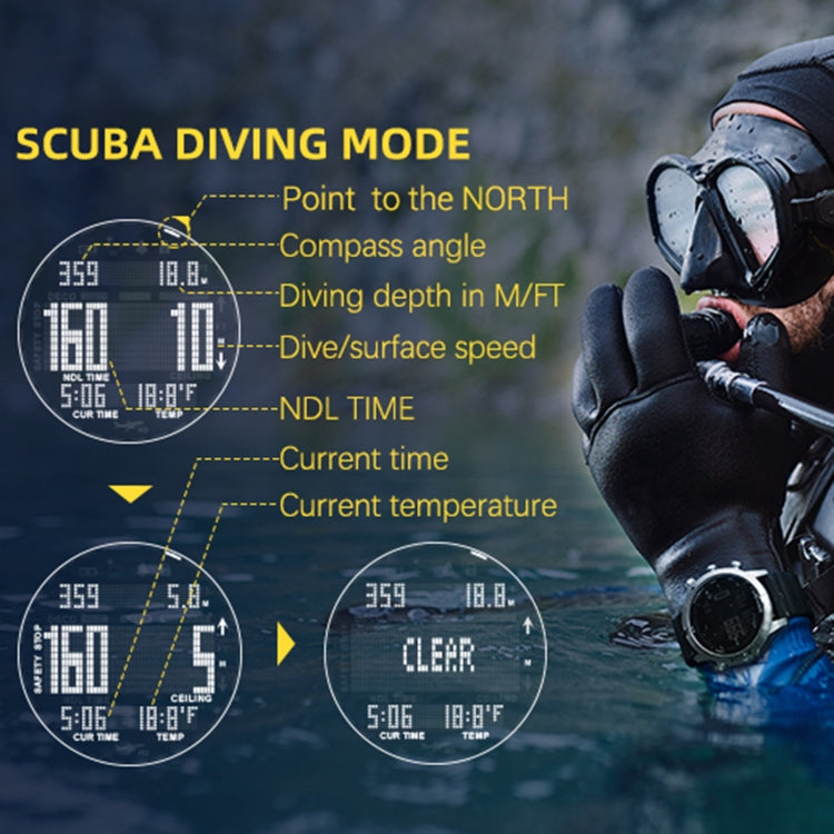 NORTH EDGE AQUA 100m Waterproof Scuba Diver Smart Watch, Support Luminous Display & Compass Mode, AQUA