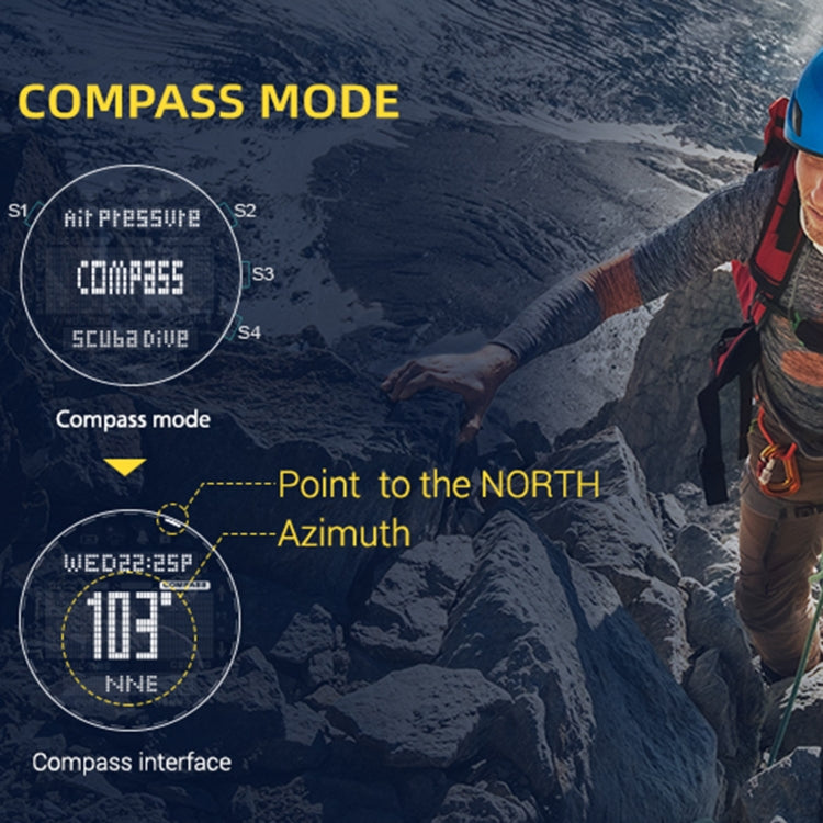 NORTH EDGE AQUA 100m Waterproof Scuba Diver Smart Watch, Support Luminous Display & Compass Mode, AQUA