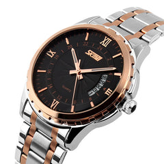 SKMEI 9069 Multifunctional Outdoor Fashion Business Waterproof Interval Gold Shell Quartz Wrist Watch