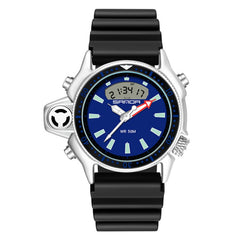 SANDA 3008 Multifunctional Men Outdoor Sports Noctilucent 50m Waterproof Digital Wrist Watch