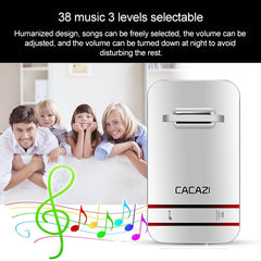 CACAZI V027G One Button One Receivers Self-Powered Wireless Home Kinetic Electronic Doorbell, UK Plug, 1 Button 1 Receivers