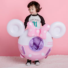 Baby Cartoon Inflatable Swimming Ring Lifesaving Ring Axillary Ring Suitable for Children Aged 2-6, Size: 86x65cm, Size: 86x65cm (Pink + White)