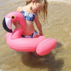 Kids Summer Water Fun Inflatable Flamingo Shaped Pool Ride-on Swimming Ring Floats, Outer Diameter: 87cm, Outer Diameter: 87cm