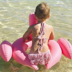 Kids Summer Water Fun Inflatable Flamingo Shaped Pool Ride-on Swimming Ring Floats, Outer Diameter: 87cm, Outer Diameter: 87cm