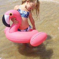 Kids Summer Water Fun Inflatable Flamingo Shaped Pool Ride-on Swimming Ring Floats, Outer Diameter: 87cm, Outer Diameter: 87cm