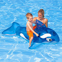 Summer Water Fun Inflatable Blue Whale Shaped Pool Ride-on Swimming Ring Floats, Size: 151*117cm, Blue Whale