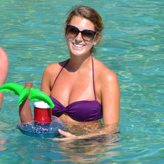 Inflatable Coconut Tree Shaped Floating Drink Holder, Inflated Size: About 21 x 21 x 22cm, Coconut Tree 21 x 21 x 22cm