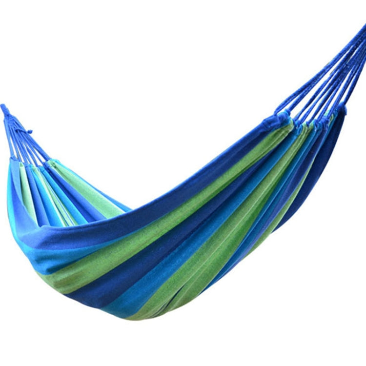 Stripe Outdoor Canvas Hammock Dual People Widening Swing Bed, Size: 190cm x 150cm, 190cm x 150cm (Blue), 190cm x 150cm (Red+Yellow), 200 x 150cm (Blue+Yellow)