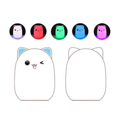 Color Change Cat Shape USB Rechargeable LED Silicone Soft Nightlight