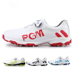 PGM Golf Rotating Buckle Waterproof Microfiber Leather Breathable Non-slip Sneakers for Men(Color:White Green Size:45), 39, 40, 41, 42