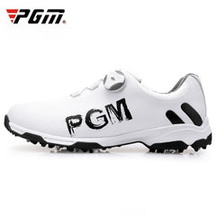 PGM Golf Rotating Buckle Waterproof Microfiber Leather Breathable Non-slip Sneakers for Men(Color:White Green Size:45), 43, 44, 45
