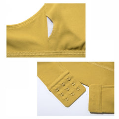 Y-shaped Wide Shoulder Belt Geometric Hollow Out Shockproof Nude Yoga Sports Underwear (Color:Smoky Blush Size:XL), XL