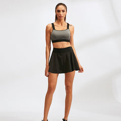 Tennis Dance Yoga Quick Drying Anti Light Lining Skirt Pants (Color:Rose Red Size:XXL), XL, XXL