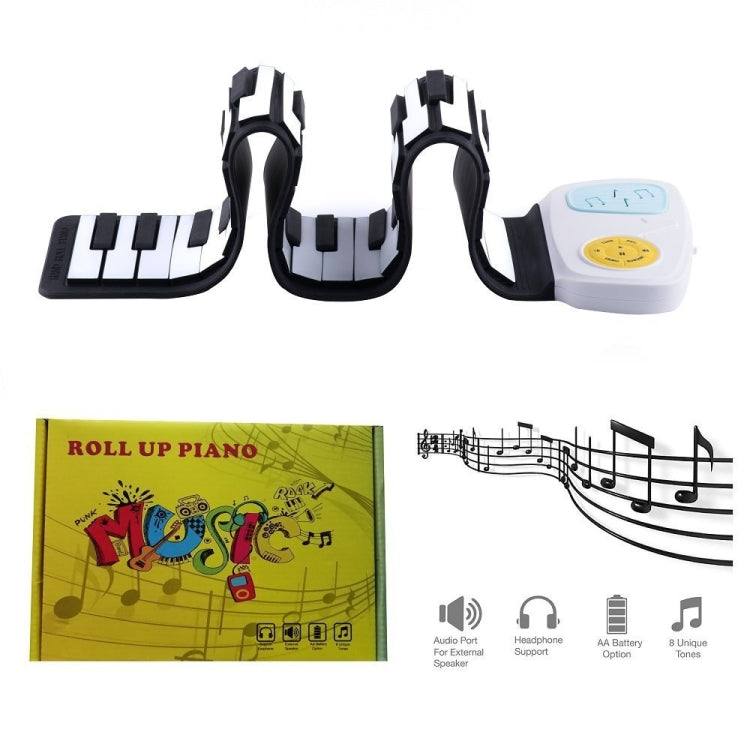 49-key Hand Roll Silicone Children Electronic Piano, colored