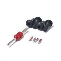 Snap-in Short Black Rubber Valve Stem (TR412) with Valve Core Wrench for Tubeless 0.453 Inch 11.5mm Rim Holes on Standard Vehicle Tires, TR412
