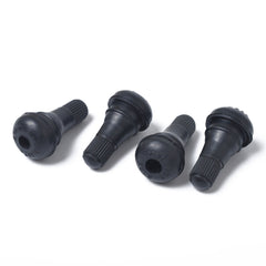 Snap-in Short Black Rubber Valve Stem (TR412) with Valve Core Wrench for Tubeless 0.453 Inch 11.5mm Rim Holes on Standard Vehicle Tires, TR412