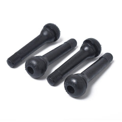 Snap-in Short Black Rubber Valve Stem (TR418) 4-Pack with Valve Core Wrench for Tubeless 0.453 Inch 11.5mm Rim Holes on Standard Vehicle Tires, TR418
