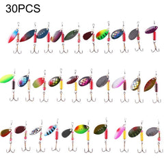 HENGJIA SPB30 30 PCS Sequin Set Metal Sequins False Bait Fresh Sea Bass Fishing Bait, Length: 2.5 to 4cm, Bagged, Bagged